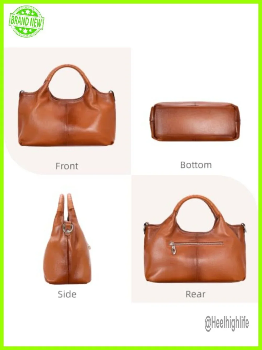 Genuine Cowhide Leather Satchel Crossbody Shoulder Bag Tote
